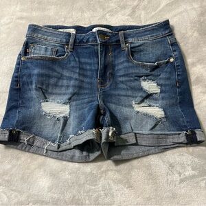 Vigoss Womens Size 28  Marley Mid Rise  Short Jean Shorts Distressed 3” Inseam